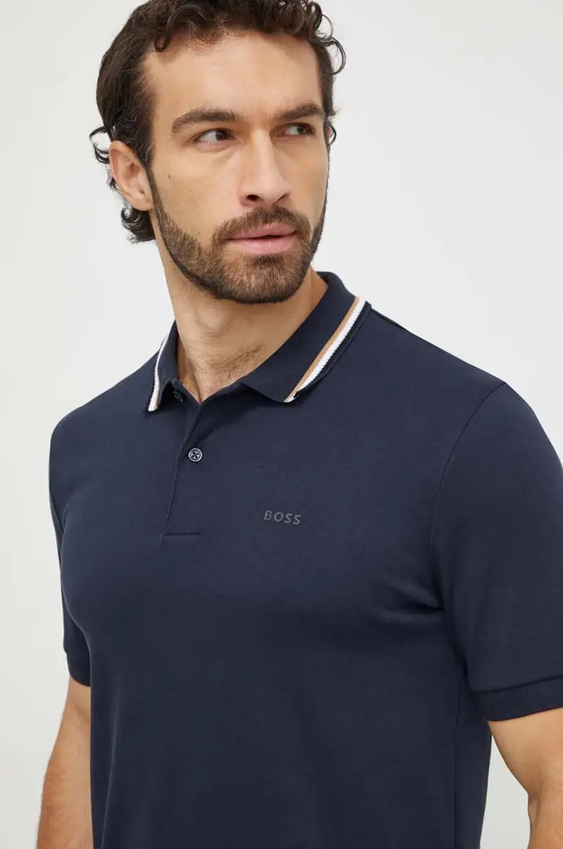 polo in cotone colore blu navy 50469360 miniatura 3