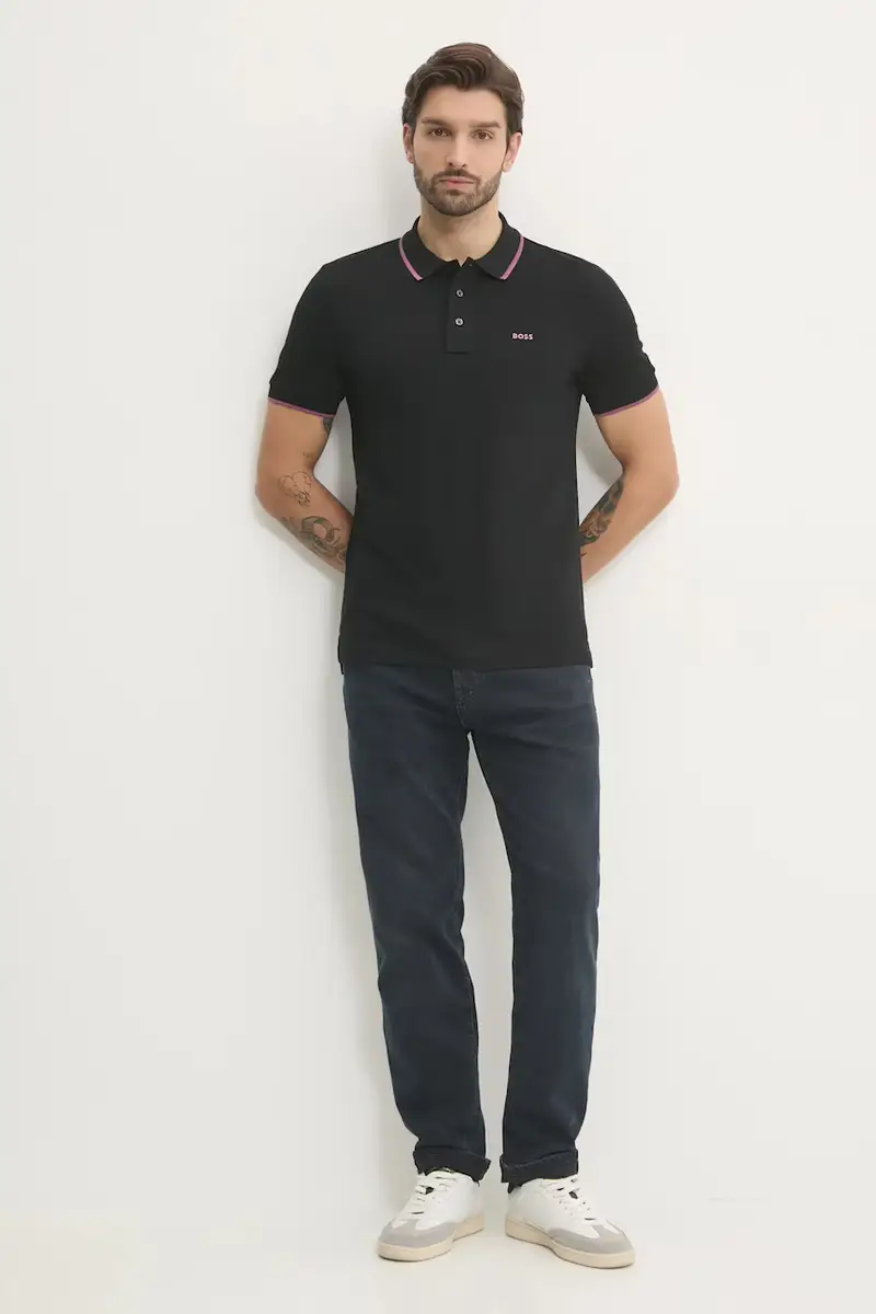 polo in cotone colore nero 50494697 miniatura 2