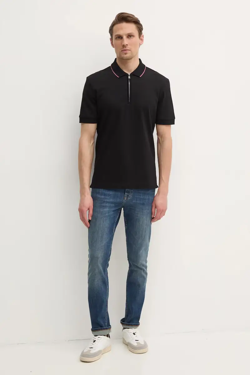 polo in cotone colore nero 50532612 miniatura 2