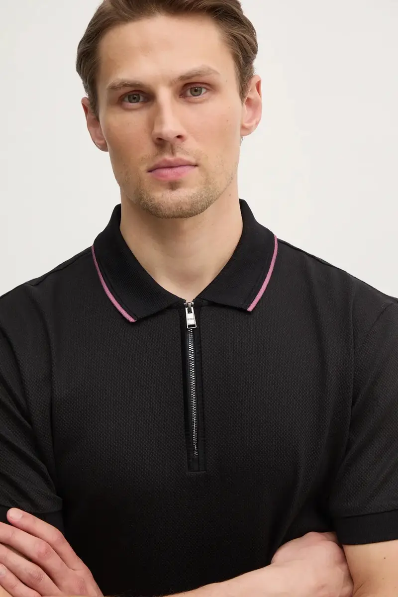 polo in cotone colore nero 50532612 miniatura 4
