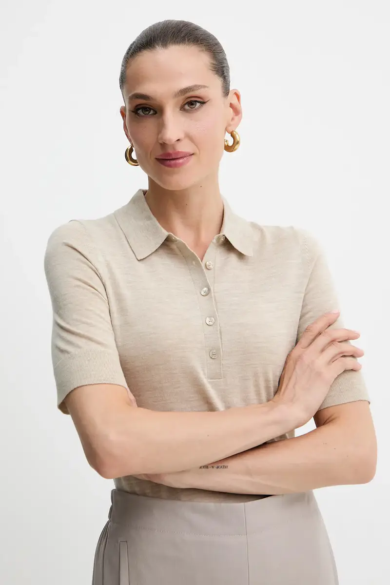 Boss Polo Donna Beige 3123613 miniatura 4