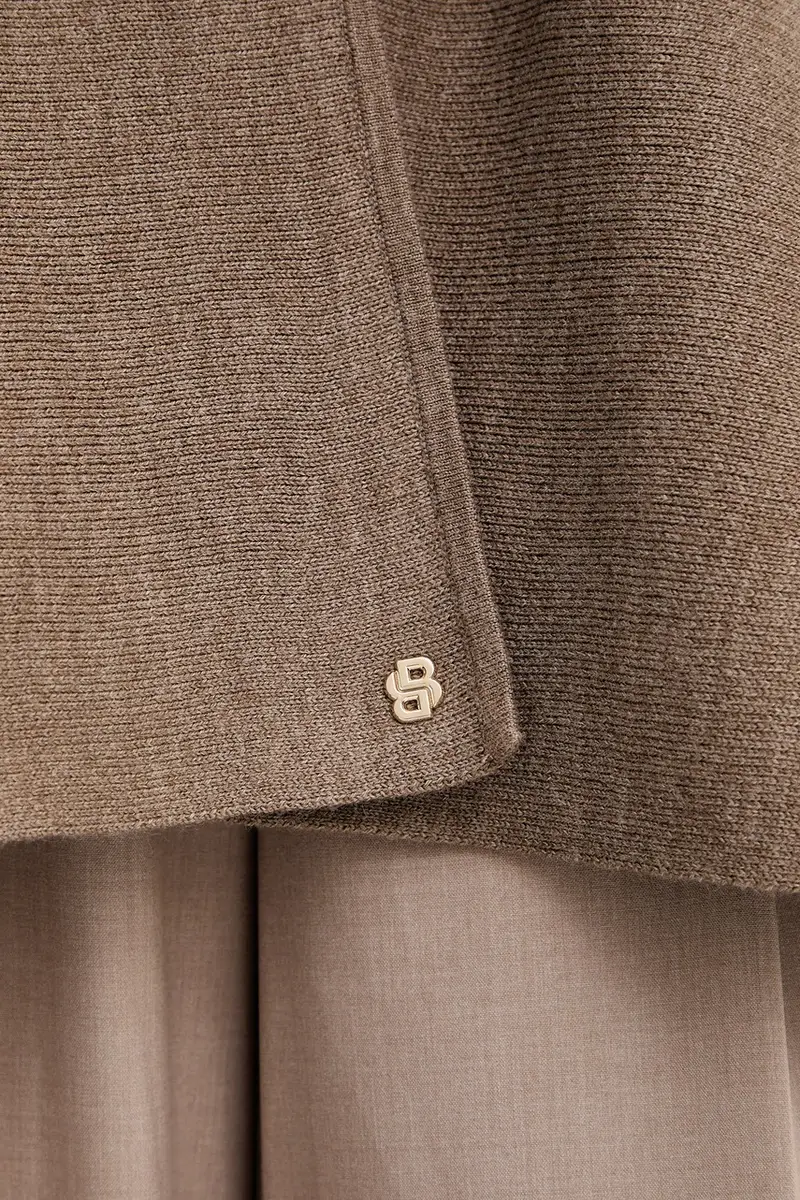 poncho con lana colore marrone 50551146 miniatura 5