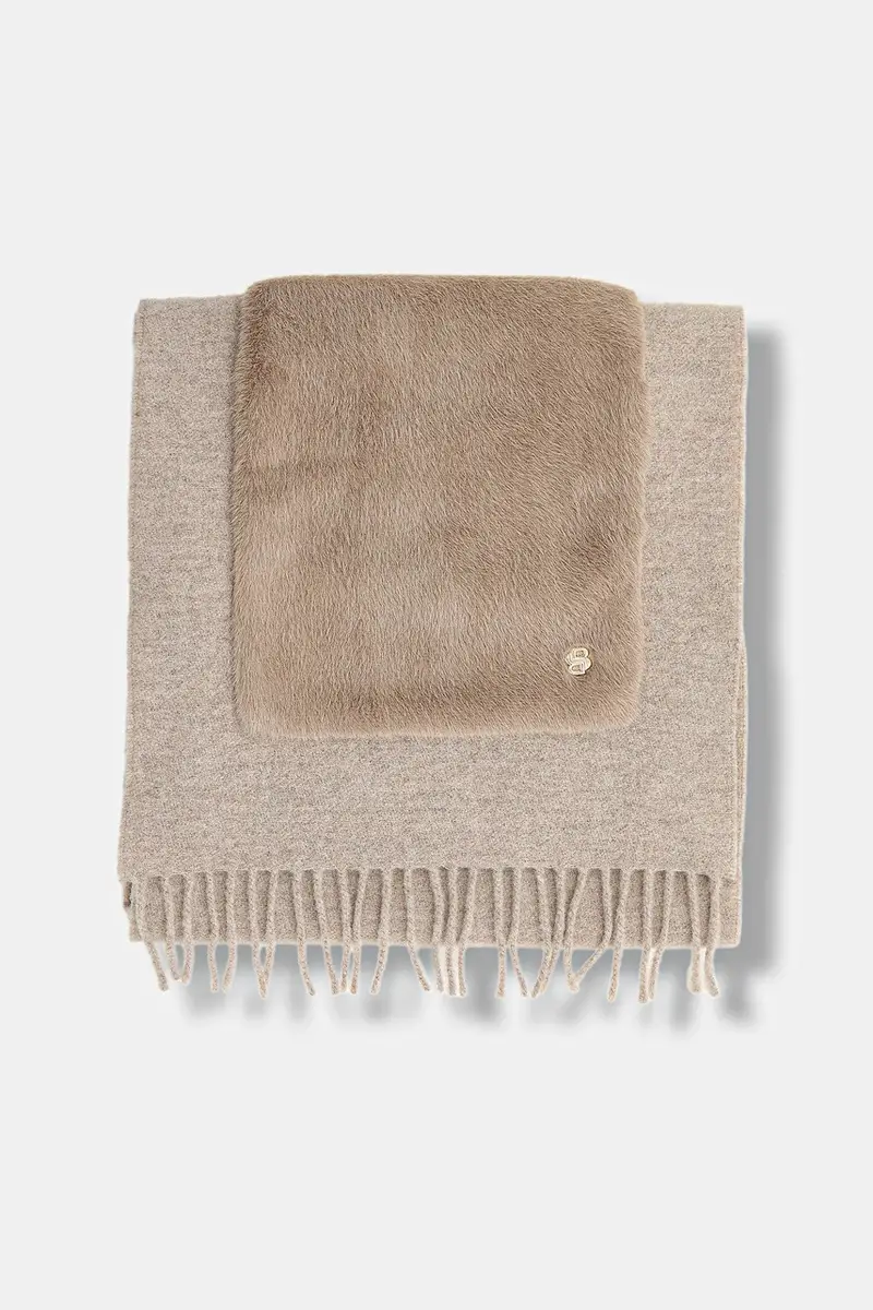 scialle con lana colore marrone 50552112 miniatura 2