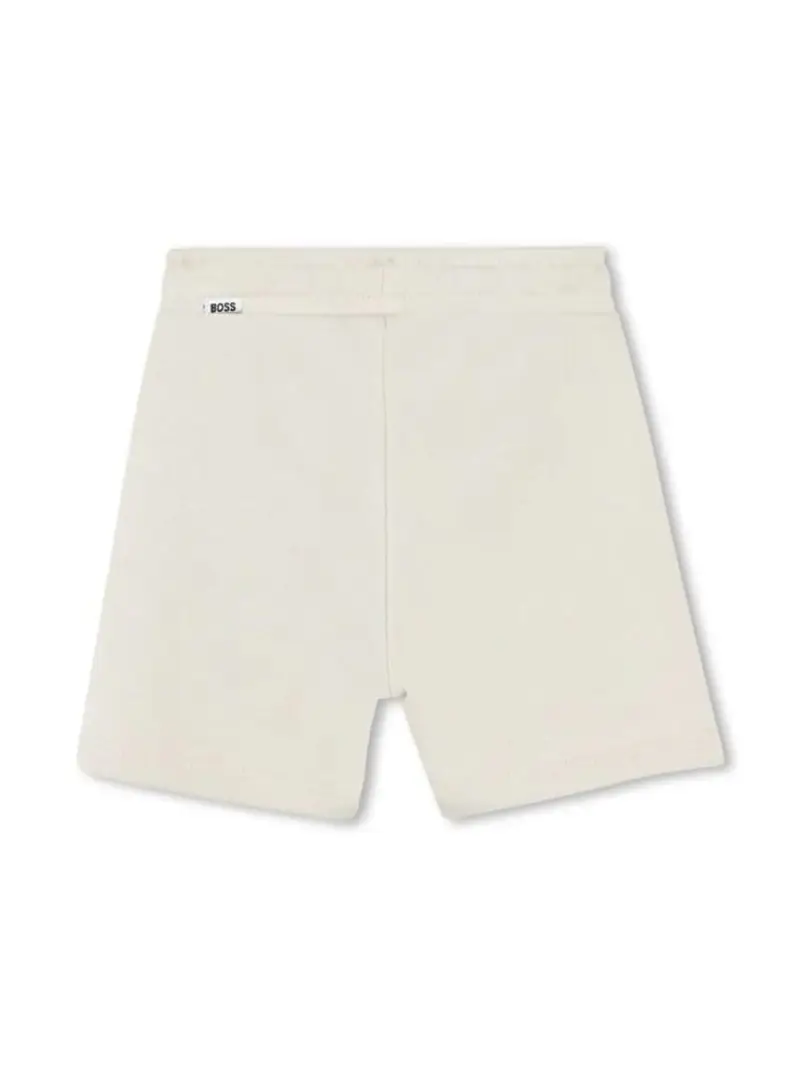Boss shorts beige neonato tuta in cotone mini logo sul fondo miniatura 2