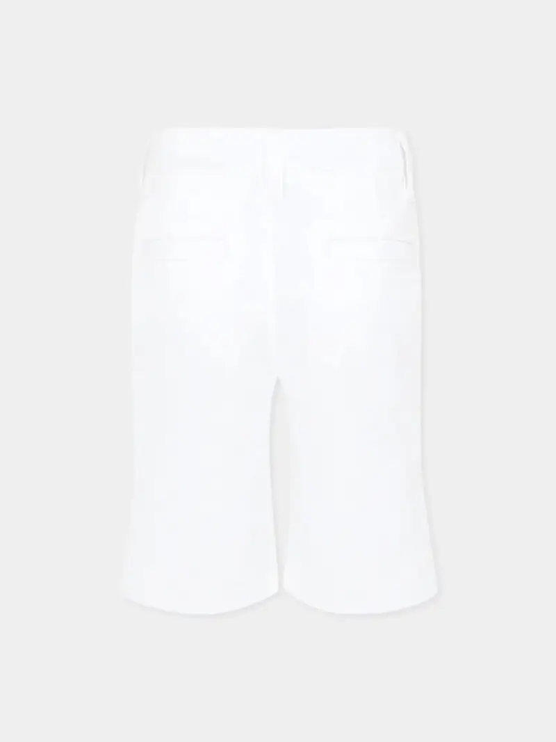 Boss shorts bianco bambino in cotone patch logo sul retro miniatura 2