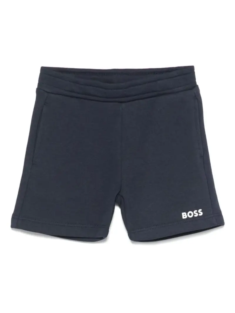 Boss shorts blu navy neonato in cotone mini logo sul fondo