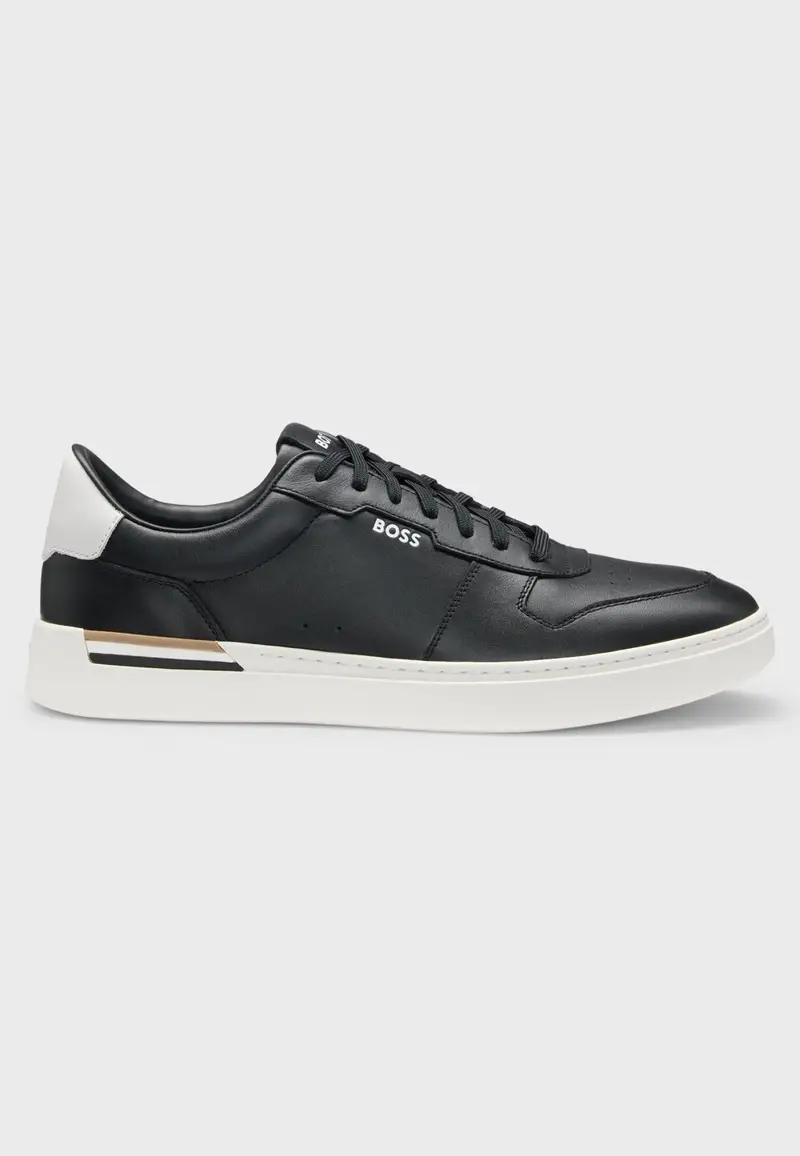 Boss Sneakers Uomo Nero in Pelle Liscia