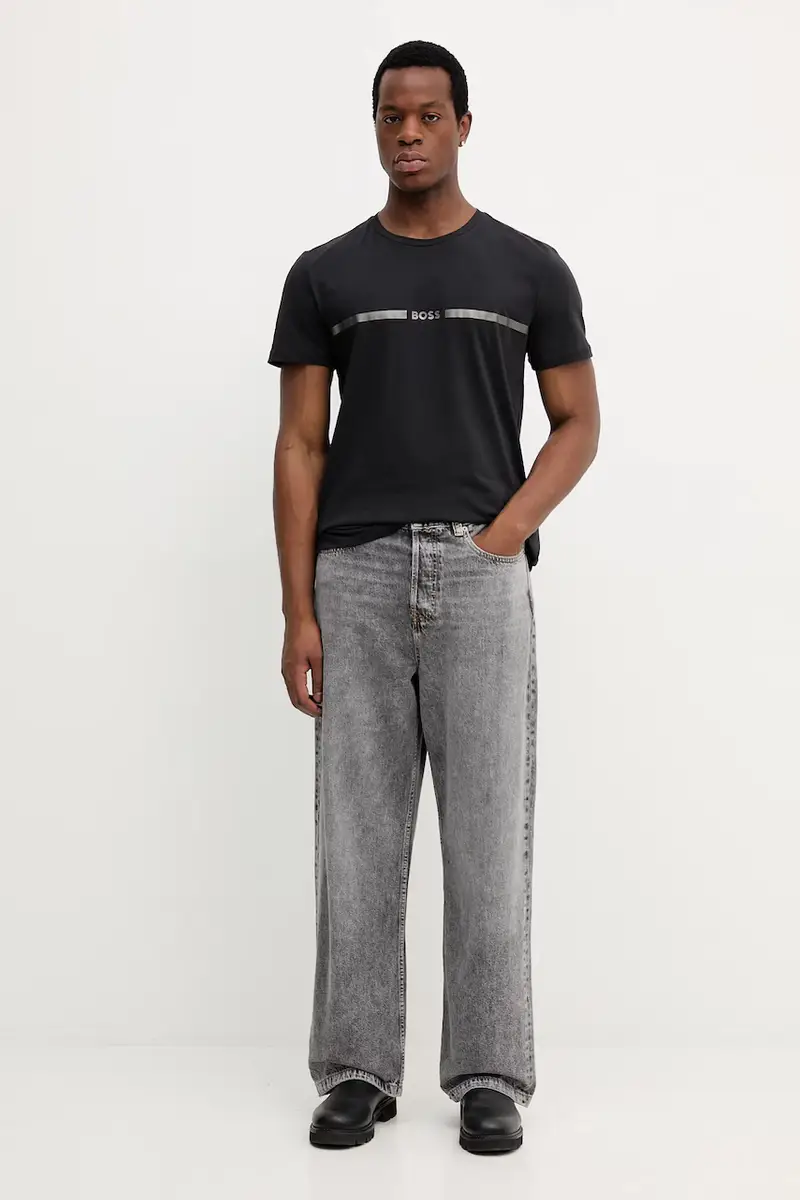 t-shirt da spiaggia in cotone colore blu navy Nero miniatura 2