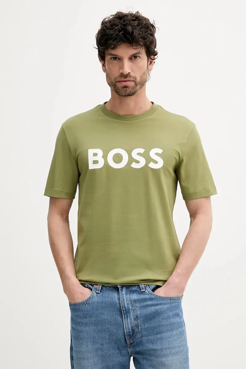 t-shirt in cotone colore beige Verde