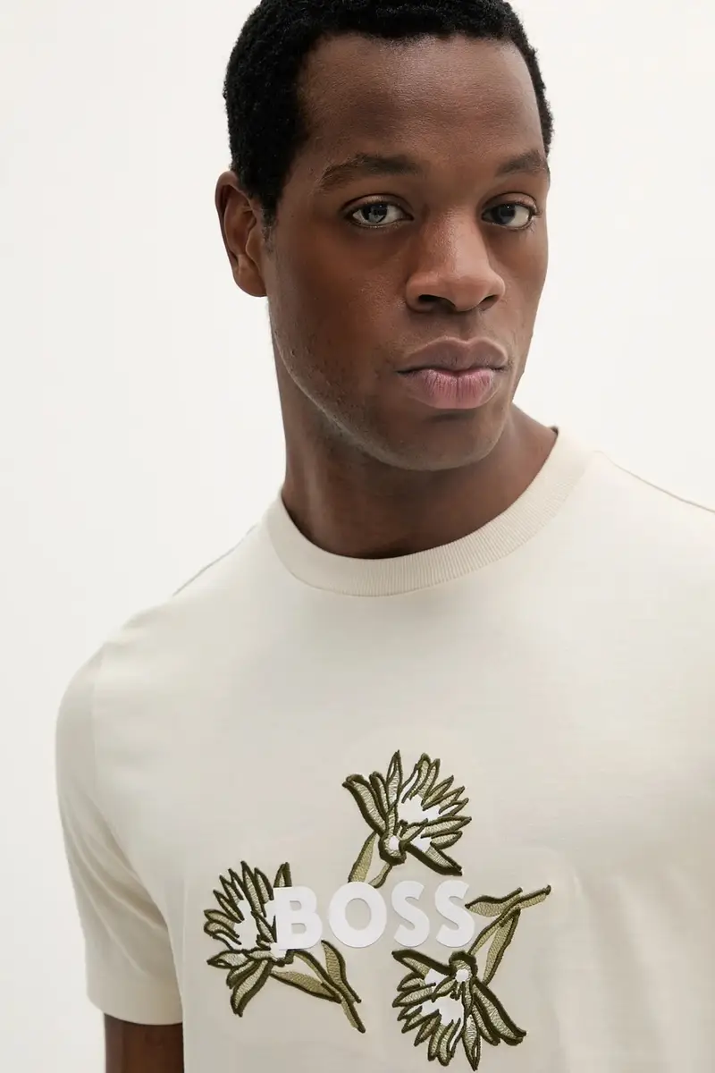 Boss T-shirt Uomo Beige 3121404 miniatura 4