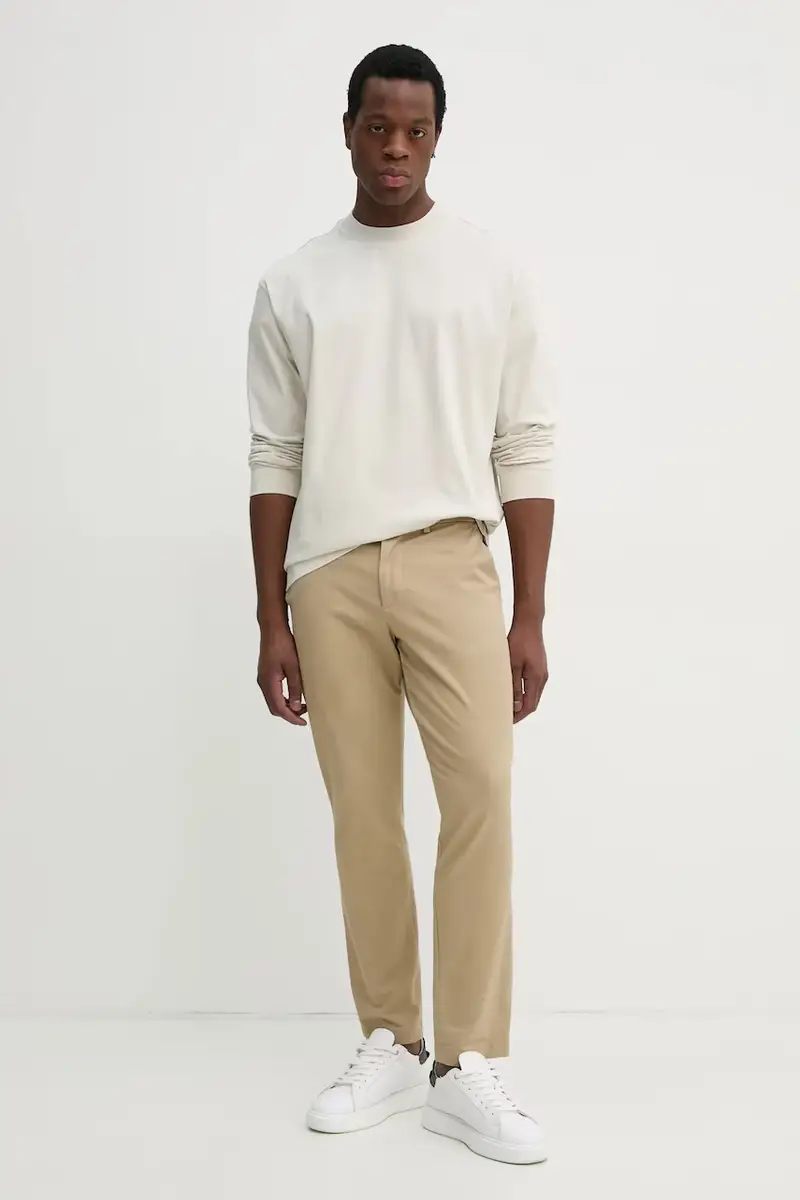 top a maniche lunghe in cotone colore beige 50531331 miniatura 2