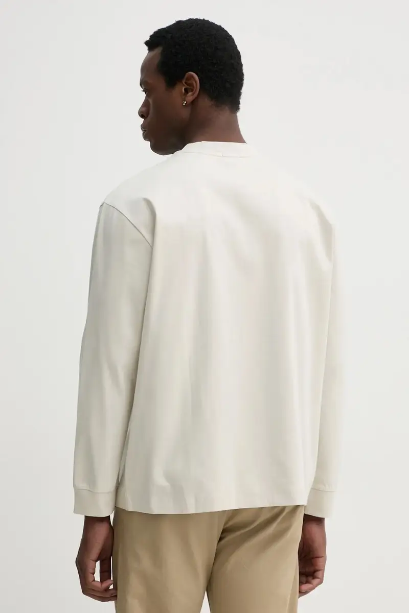 top a maniche lunghe in cotone colore beige 50531331 miniatura 3