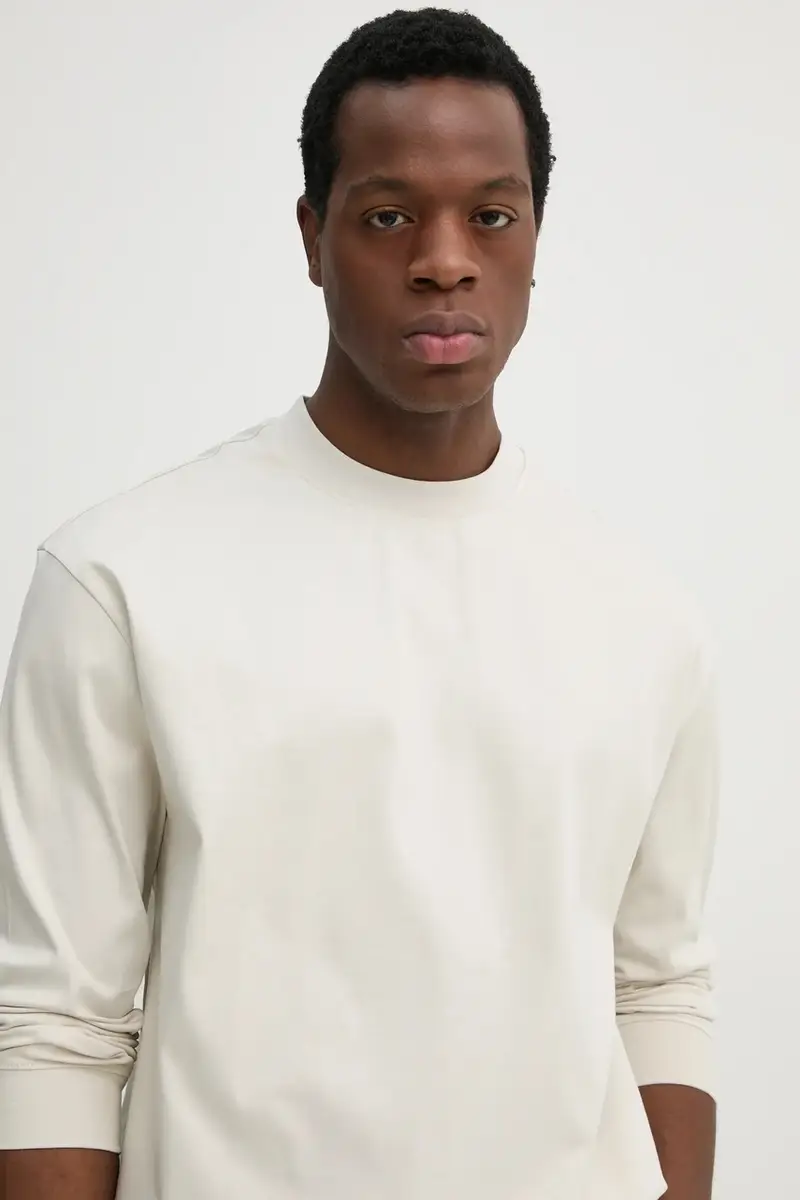 top a maniche lunghe in cotone colore beige 50531331 miniatura 4