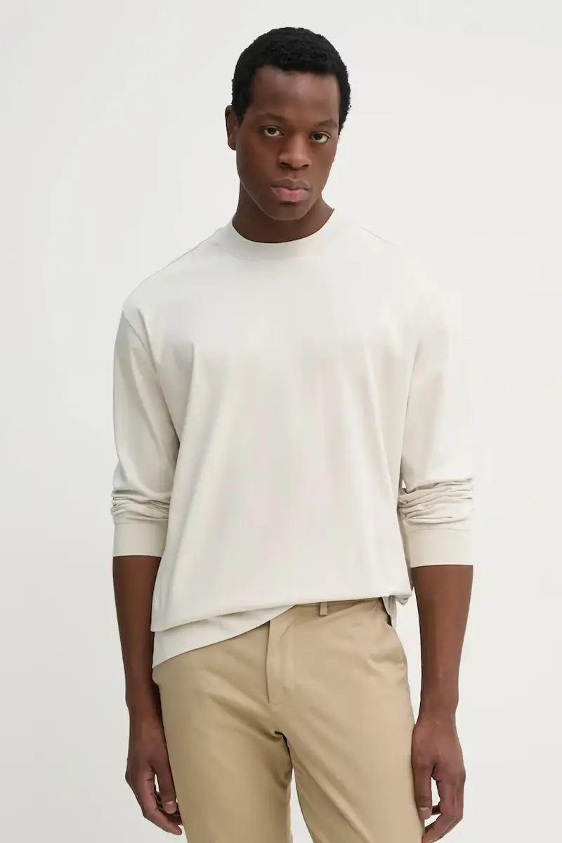 top a maniche lunghe in cotone colore beige 50531331