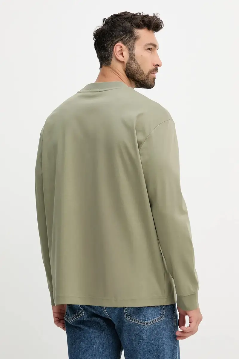 top a maniche lunghe in cotone colore beige 50531331 Verde miniatura 3