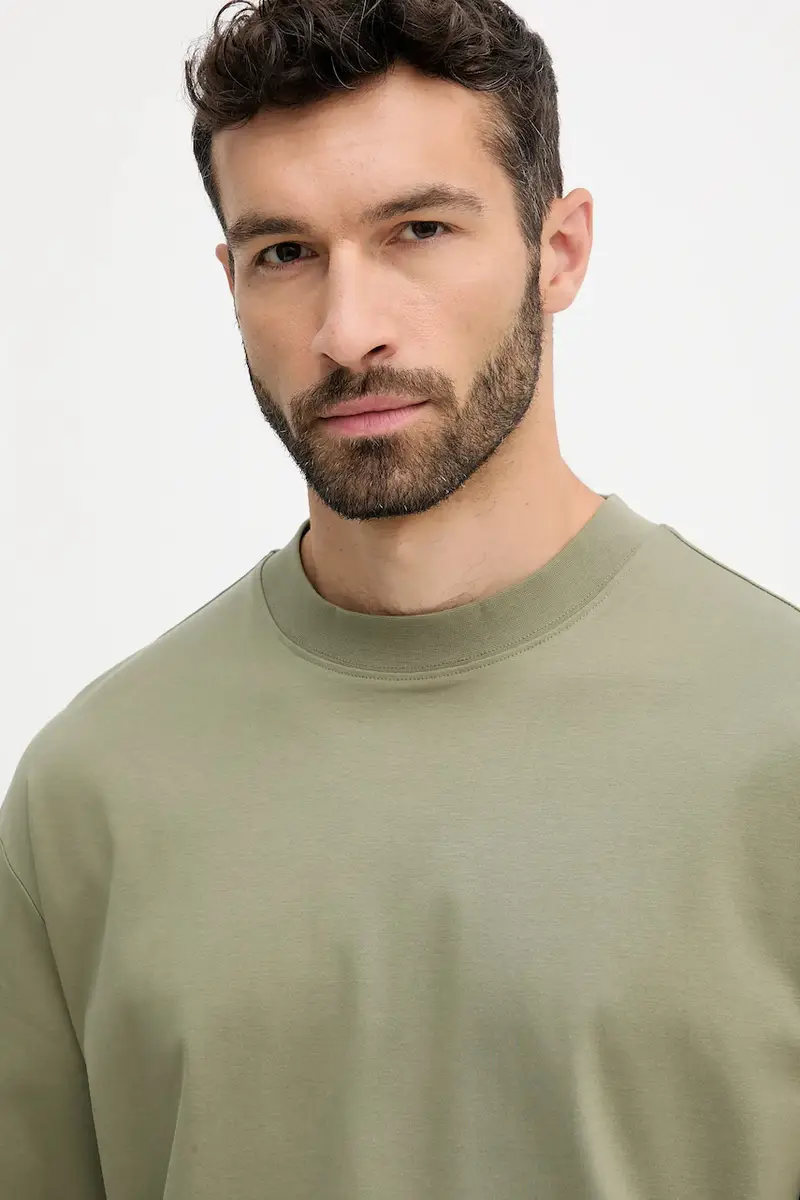 top a maniche lunghe in cotone colore beige 50531331 Verde miniatura 4