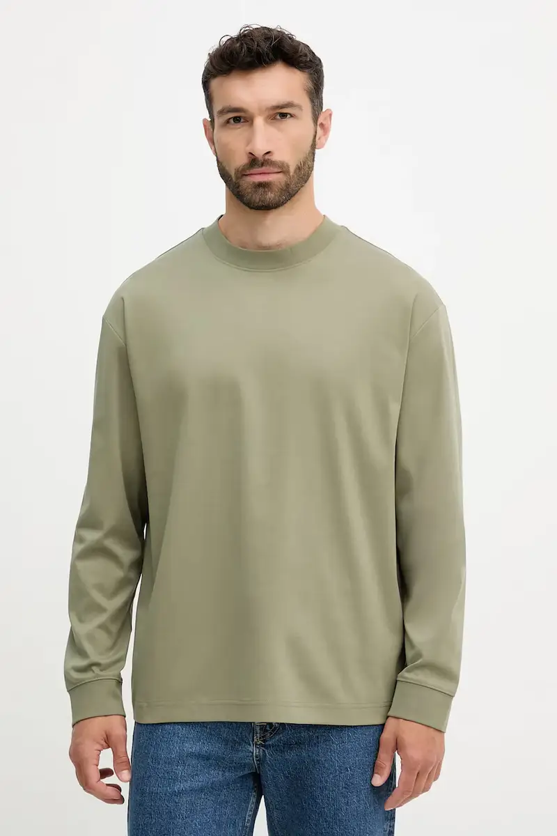 top a maniche lunghe in cotone colore beige 50531331 Verde