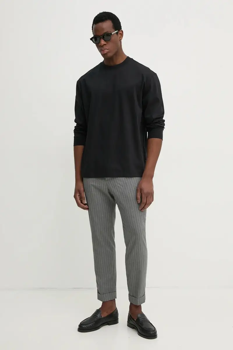 top a maniche lunghe in cotone colore nero 50531331 miniatura 2