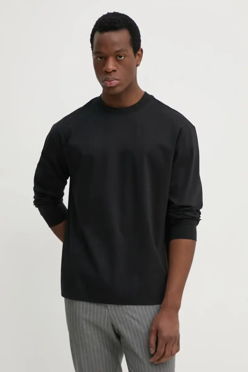 top a maniche lunghe in cotone colore nero 50531331