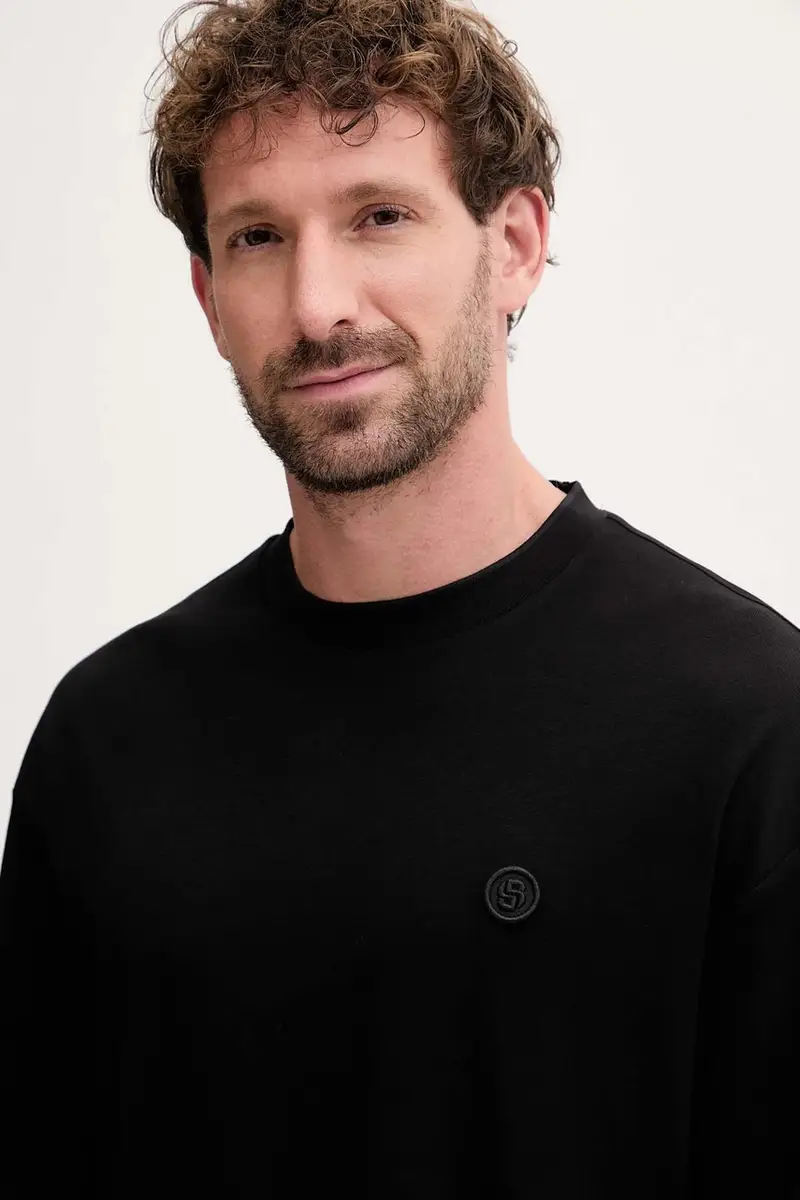 top a maniche lunghe in cotone colore nero 50557846 miniatura 4