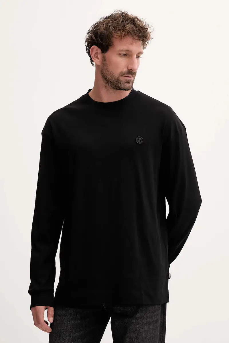 top a maniche lunghe in cotone colore nero 50557846