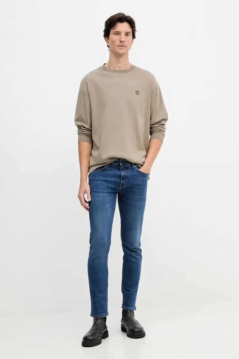 top a maniche lunghe in cotone colore verde 50557846 miniatura 2