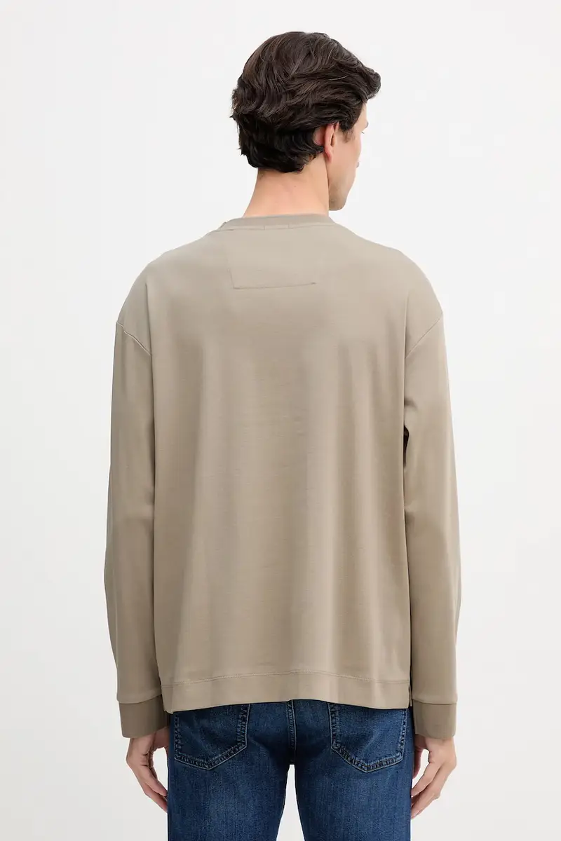 top a maniche lunghe in cotone colore verde 50557846 miniatura 3