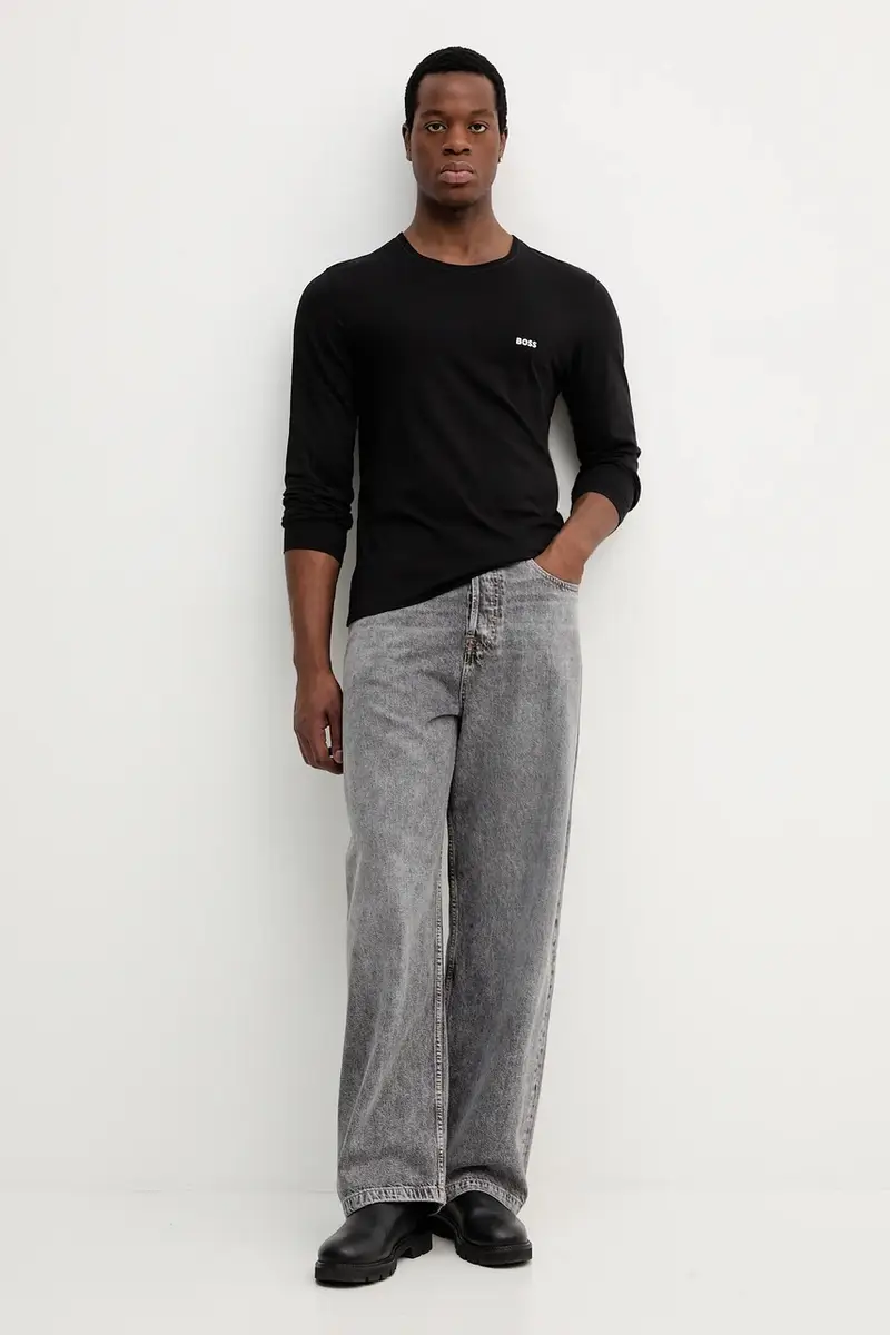 top a maniche lunghe in cotone pacco da 3 colore grigio 50492321 miniatura 4