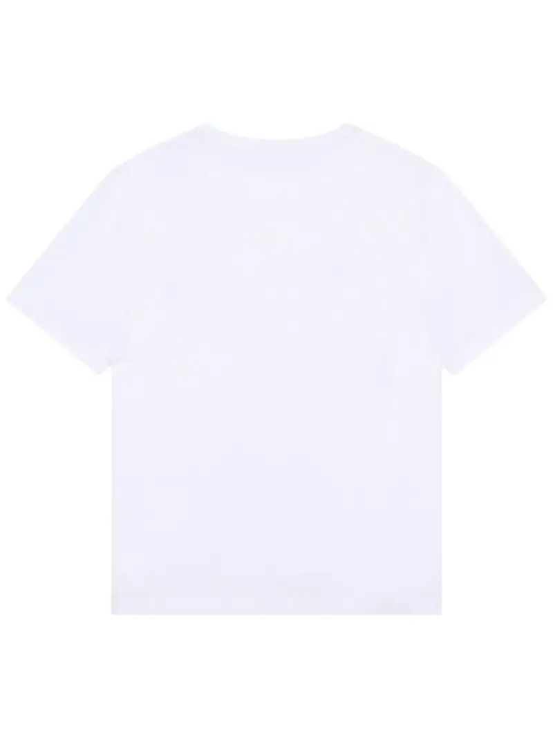 Boss tshirt bianca bambino in cotone con logo lettering frontale miniatura 2