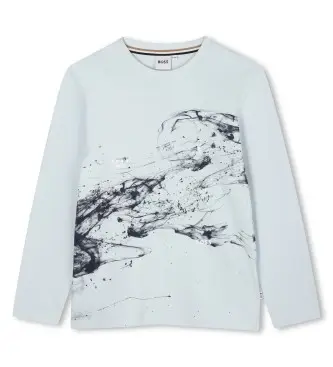 unisex per bambino J52374 Maglietta blu astratta (4años= 102cm), Casual, Cotone, Manica lunga, moda per bambini