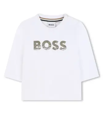 unisex per bambino J52467 Maglietta bianca Boss (2años= 86cm), Bianco, Casual, Cotone, Manica lunga, moda per bambini