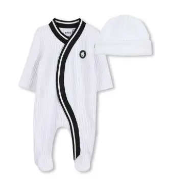 unisex per bambino J52531 Pigiama bianco in velluto a coste (3meses= 60cm), Homewear, Cotone, Manica lunga, moda per bambini