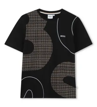 unisex per bambino J52724 Maglietta nera del marchio (10años= 138cm), Nero, Casual, Cotone, Manica corta, moda per bambini Pelle