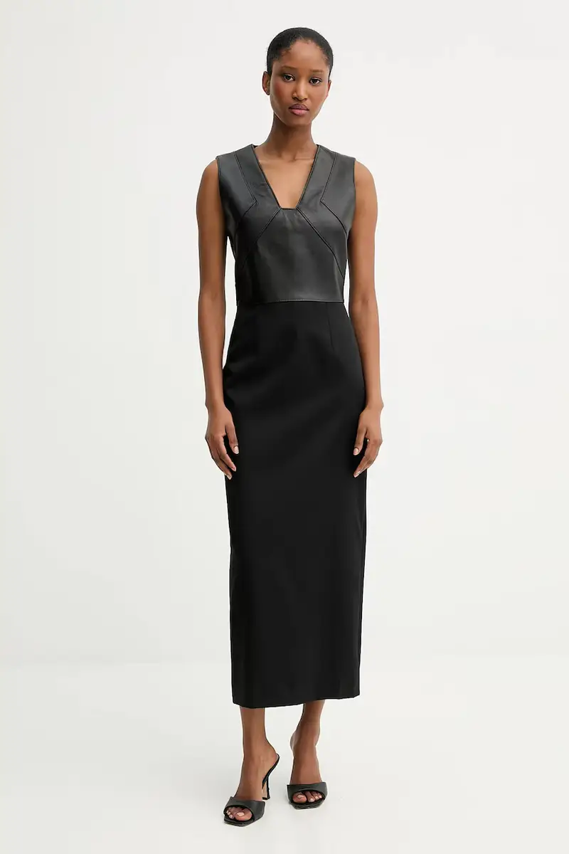 vestito con aggiunta di lana colore nero 50543504