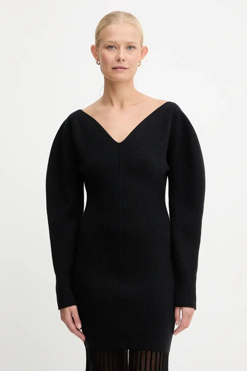 vestito con lana colore nero 50550771 miniatura 4