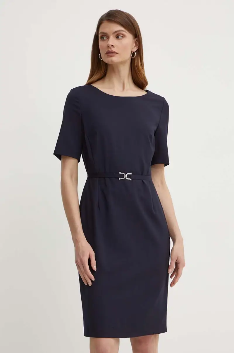 vestito in lana colore blu navy miniatura 2