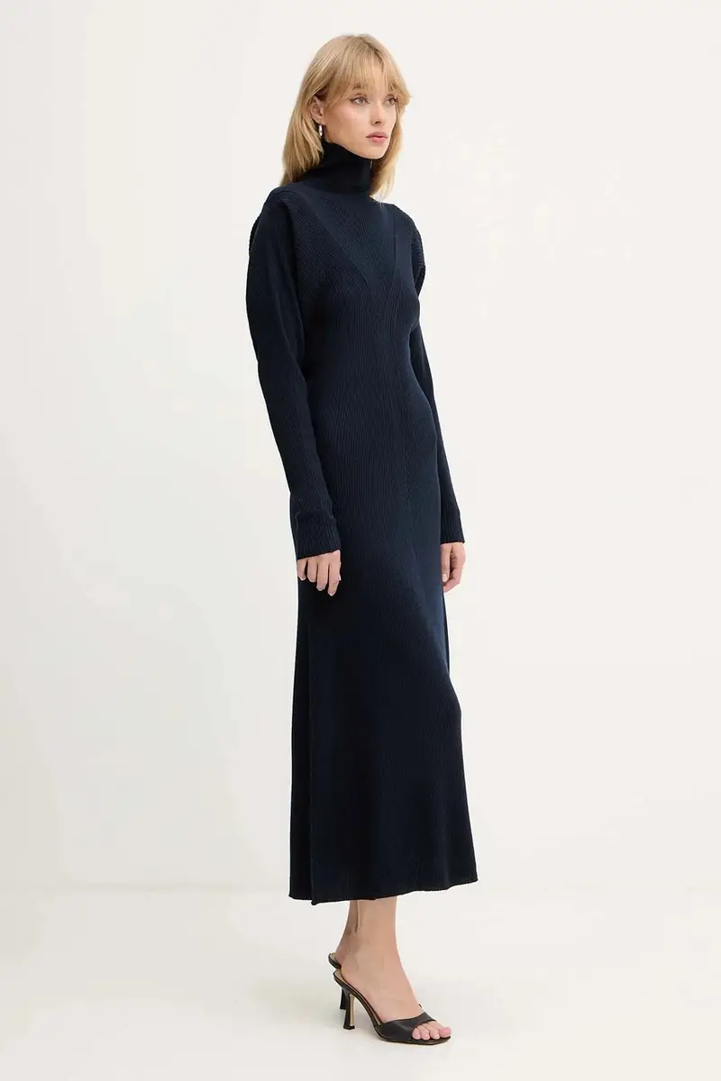 vestito in lana colore blu navy 50548520 miniatura 2