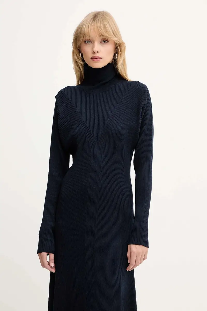 vestito in lana colore blu navy 50548520 miniatura 4