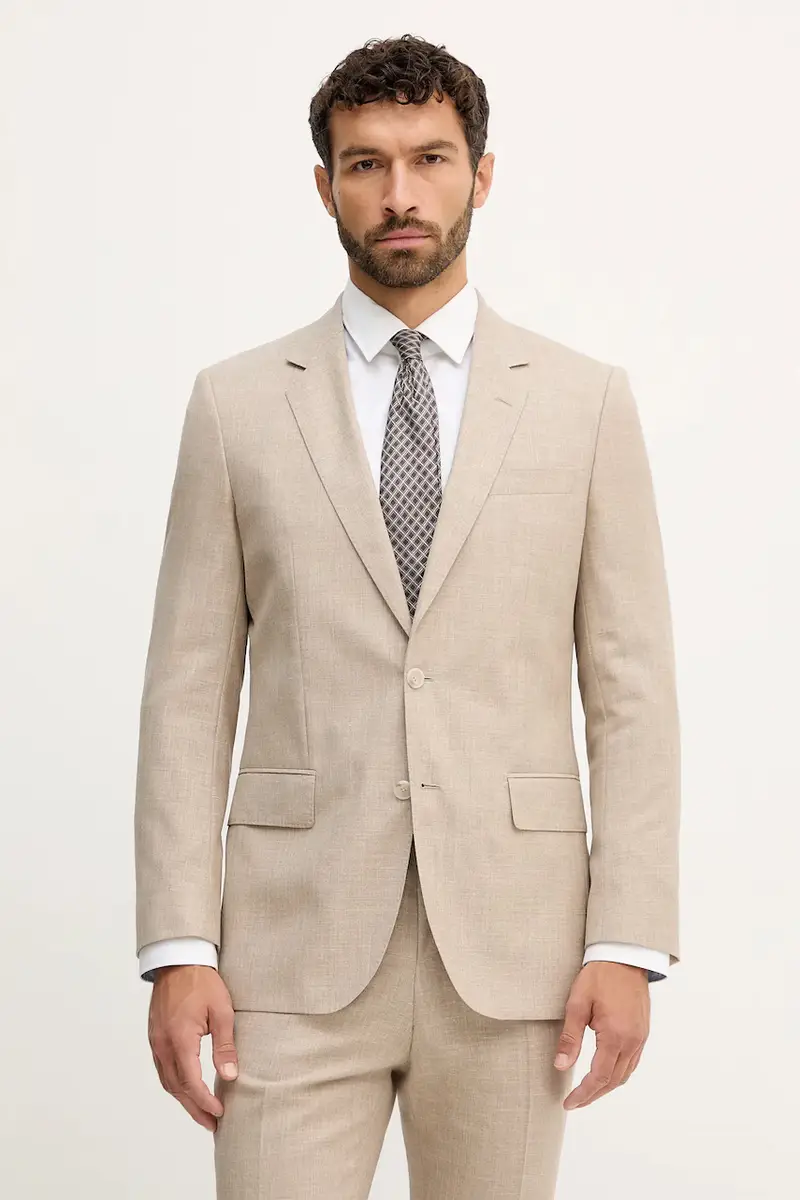 vestito uomo con lana BECKHAM X BOSS colore beige 50549196 miniatura 2