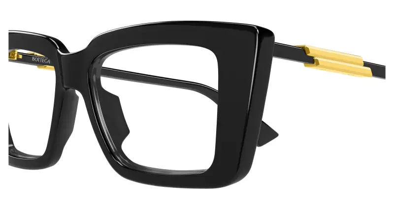 Donna Bottega Veneta BV1448O 001 Montature da vista Acetato Nero Trasparente Squadrata miniatura 3