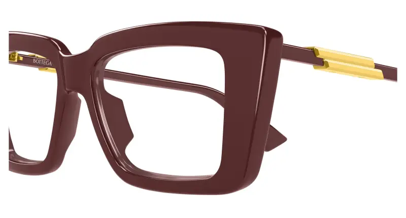 Donna Bottega Veneta BV1448O 004 Montature da vista Acetato Bordeaux Trasparente Squadrata miniatura 3