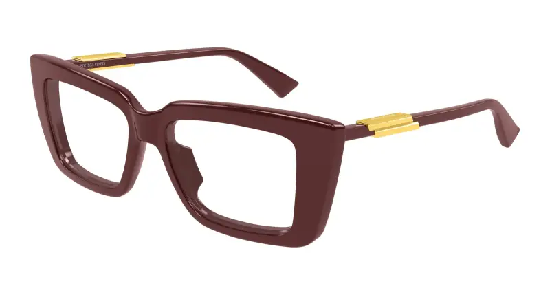 Donna Bottega Veneta BV1448O 004 Montature da vista Acetato Bordeaux Trasparente Squadrata