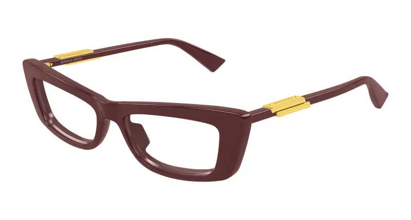 Donna Bottega Veneta BV1449O 004 Montature da vista Acetato Bordeaux Trasparente Squadrata