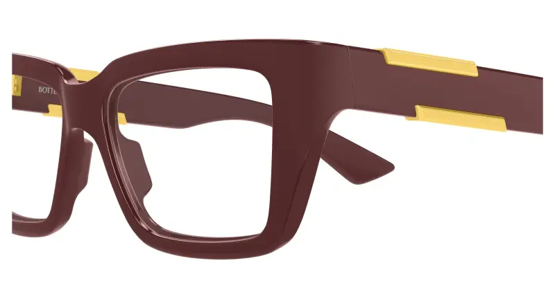 Donna Bottega Veneta BV1455O 004 Montature da vista Bio-iniettato Bordeaux Trasparente Squadrata miniatura 3