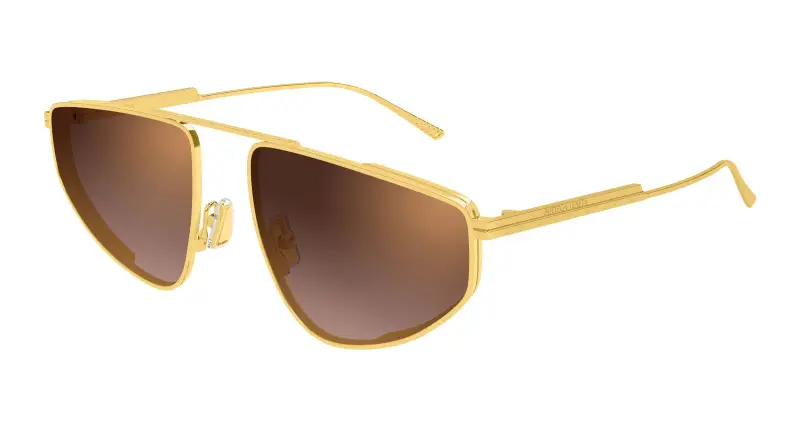 Donna Bottega Veneta BV1466S 004 Occhiali da sole Metallo Oro Marrone Pilot
