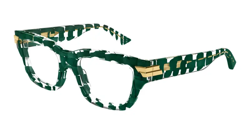 Bottega Veneta Donna BV1190O 005 Montature da vista Acetato Verde Trasparente Squadrata