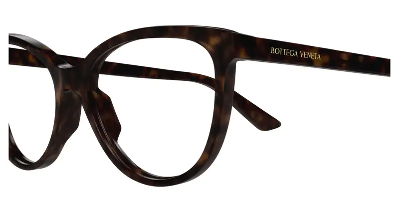 Bottega Veneta Donna BV1313O 007 Montature da vista Acetato Havana Trasparente Cat Eye miniatura 2