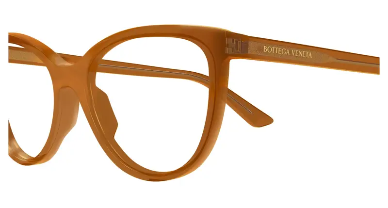 Bottega Veneta Donna BV1313O 008 Montature da vista Acetato Marrone Trasparente Cat Eye miniatura 2