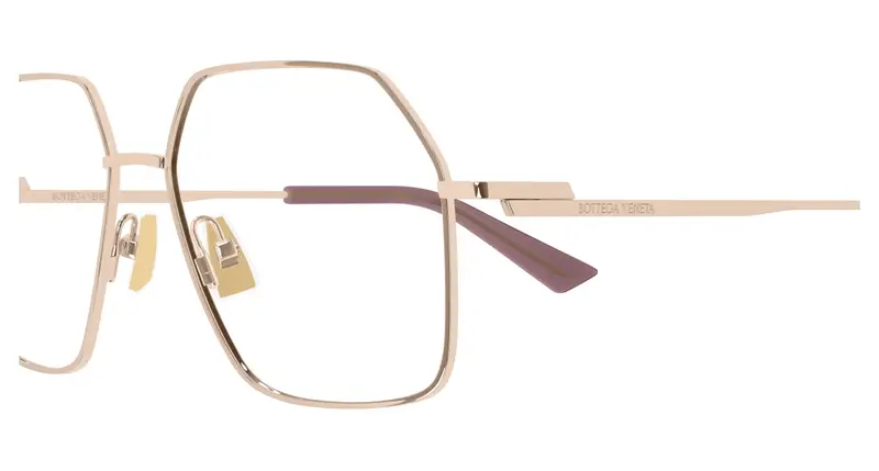 Bottega Veneta Donna BV1332O 004 Montature da vista Metallo Oro Trasparente Squadrata miniatura 2