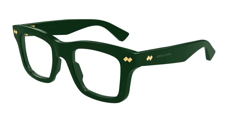 Bottega Veneta Donna BV1353O 008 Montature da vista Acetato Verde Trasparente Squadrata